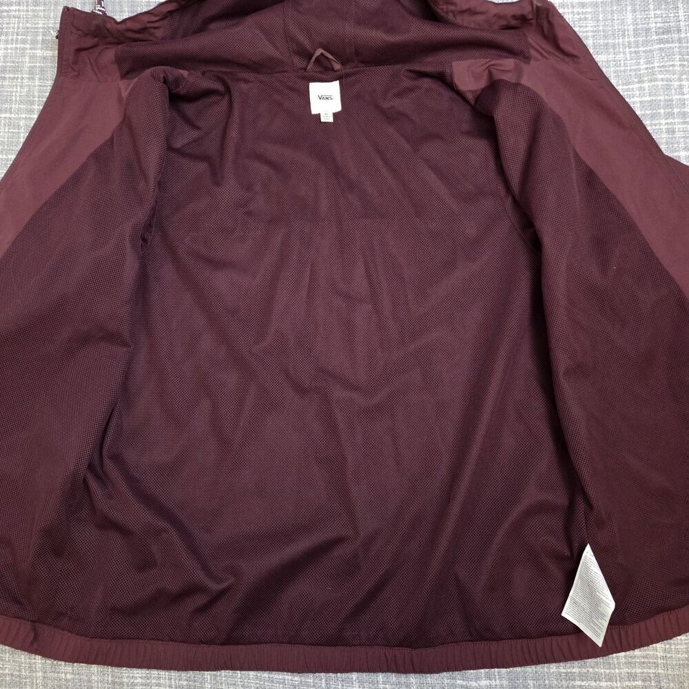 Vans Windbreaker Jacket Women's L/XL Hooded Lightweight Skater Style Maroon - Picture 8 of 10
